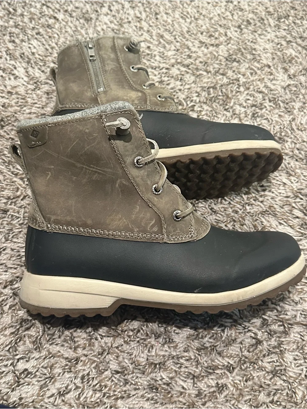 Sperry Two-Tone Brown and Black Waterproof Lace-Up Boots